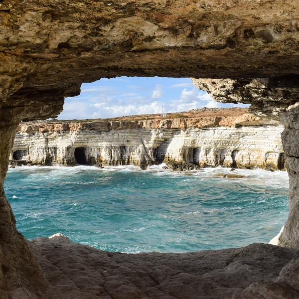 A cave looking out to sea
